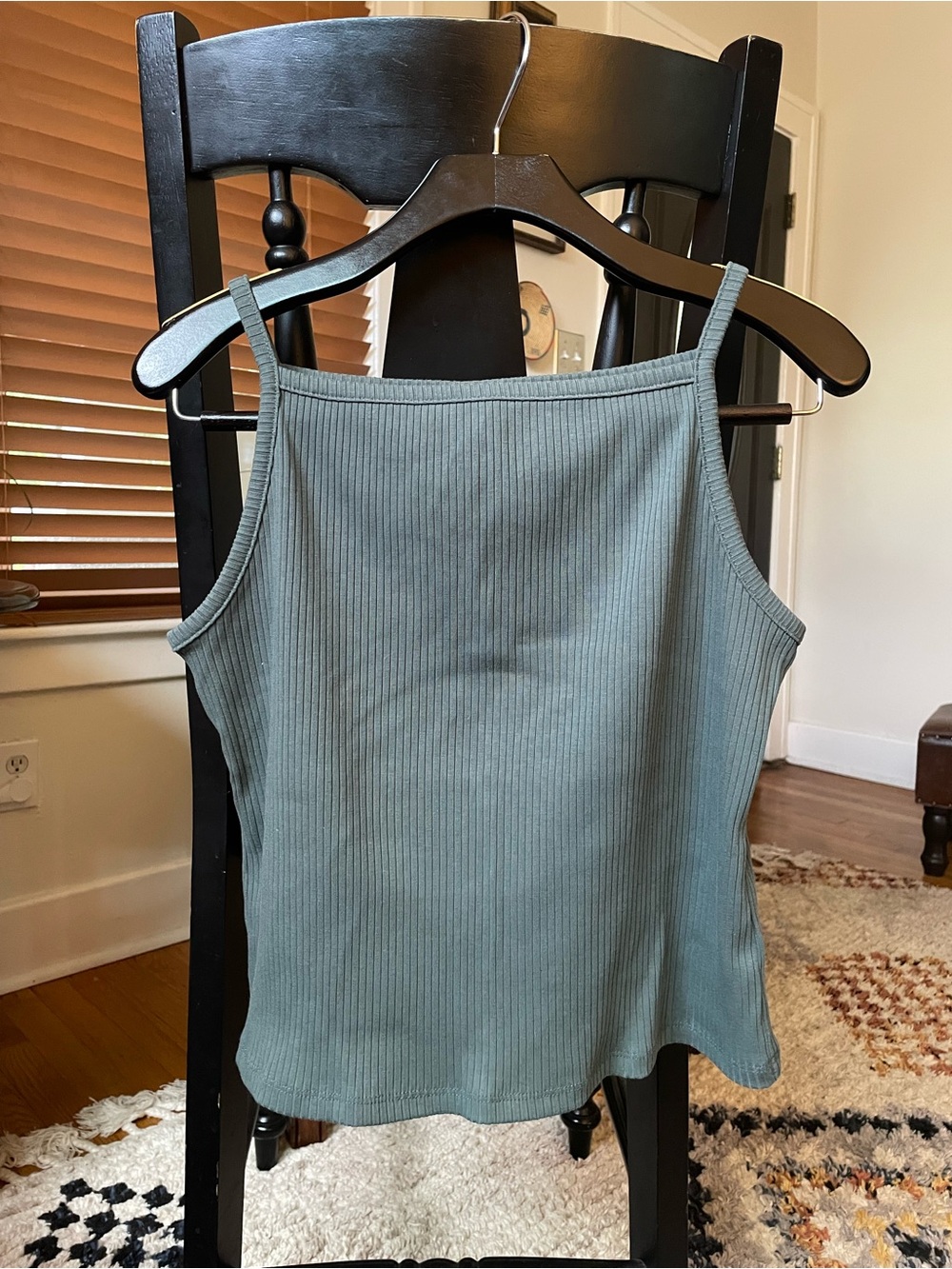 Old Navy Ribbed Square-Neck Crop Tank in Sage Green
